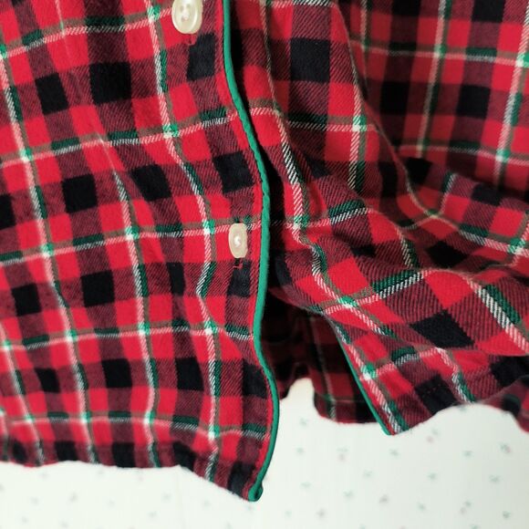 Lands' End Flannel Pajama Set Womens M Red Tartan Plaid Cotton Cozy Pockets - Picture 9 of 16